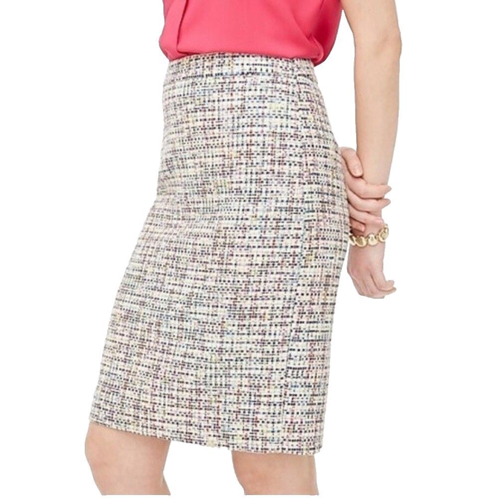 J. Crew Factory Women's Pencil Skirt Rainbow Tweed Office Preppy Size 8